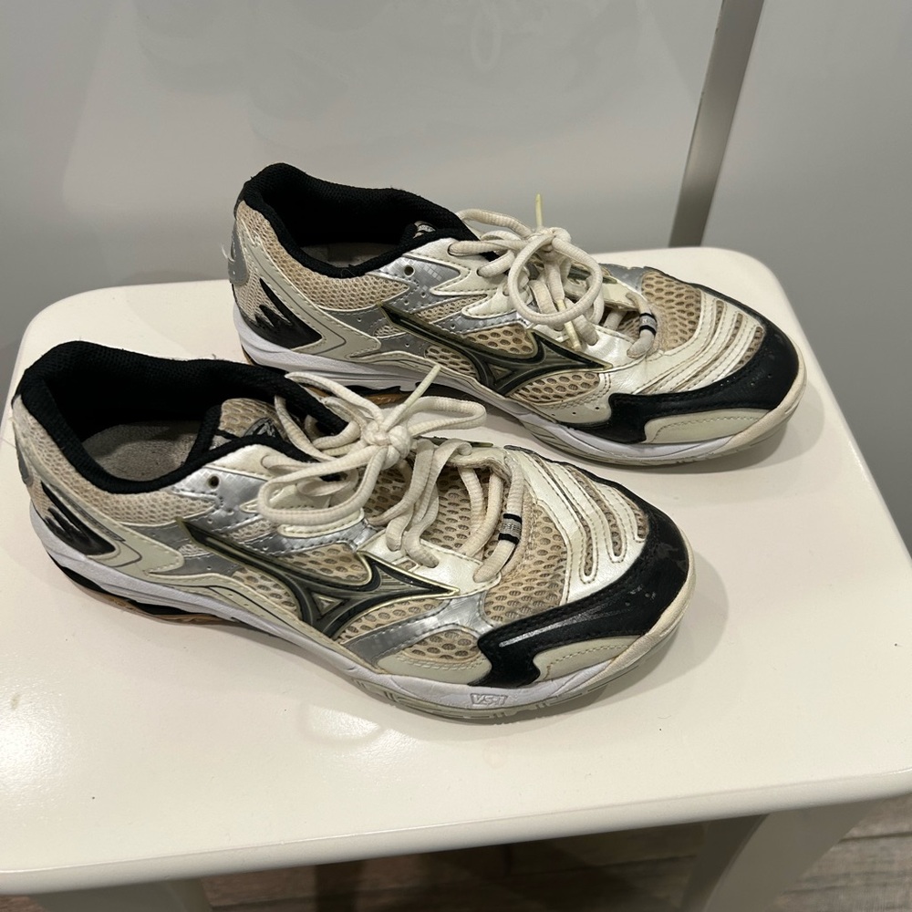 Cream and Black Volleyball Shoes